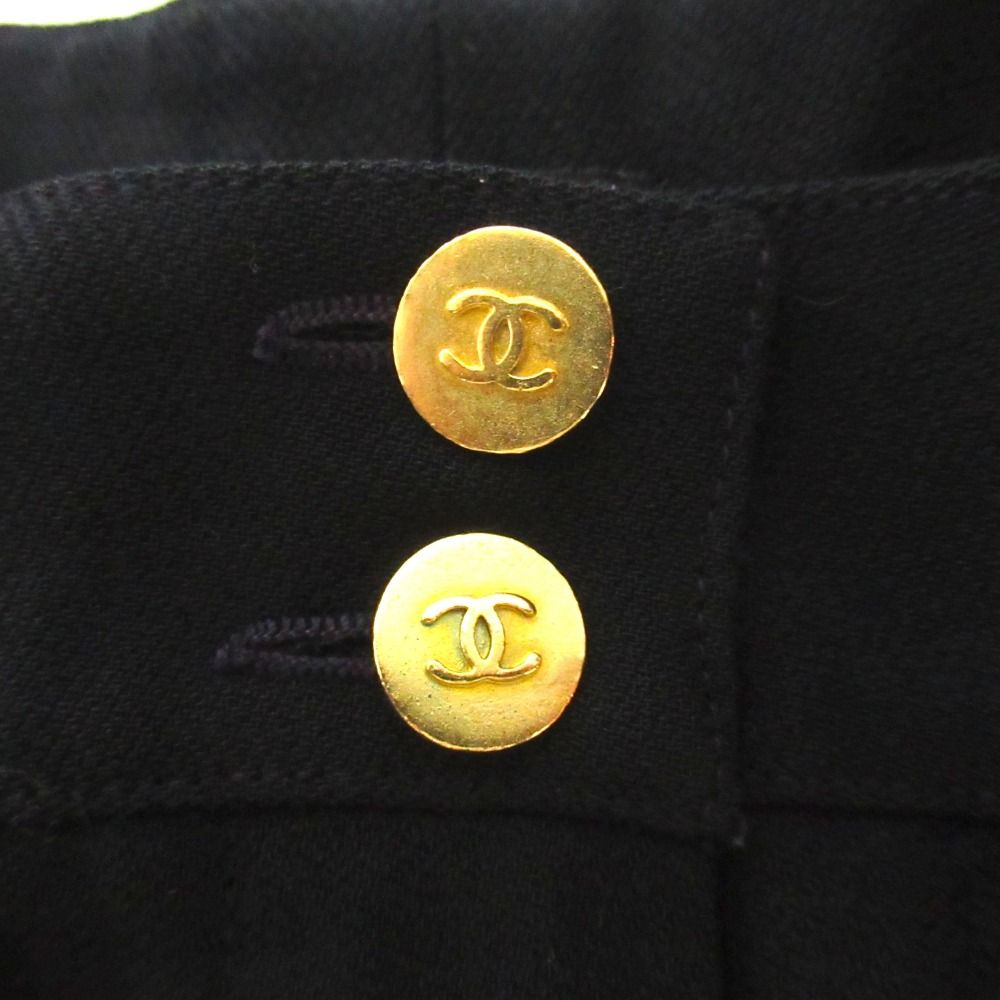 シャネル ヴィンテージキュロット タックワイドショートパンツ ココマーク金ボタン 美品 CHANEL シャネル ヴィンテージ ココマークボタン ツータック