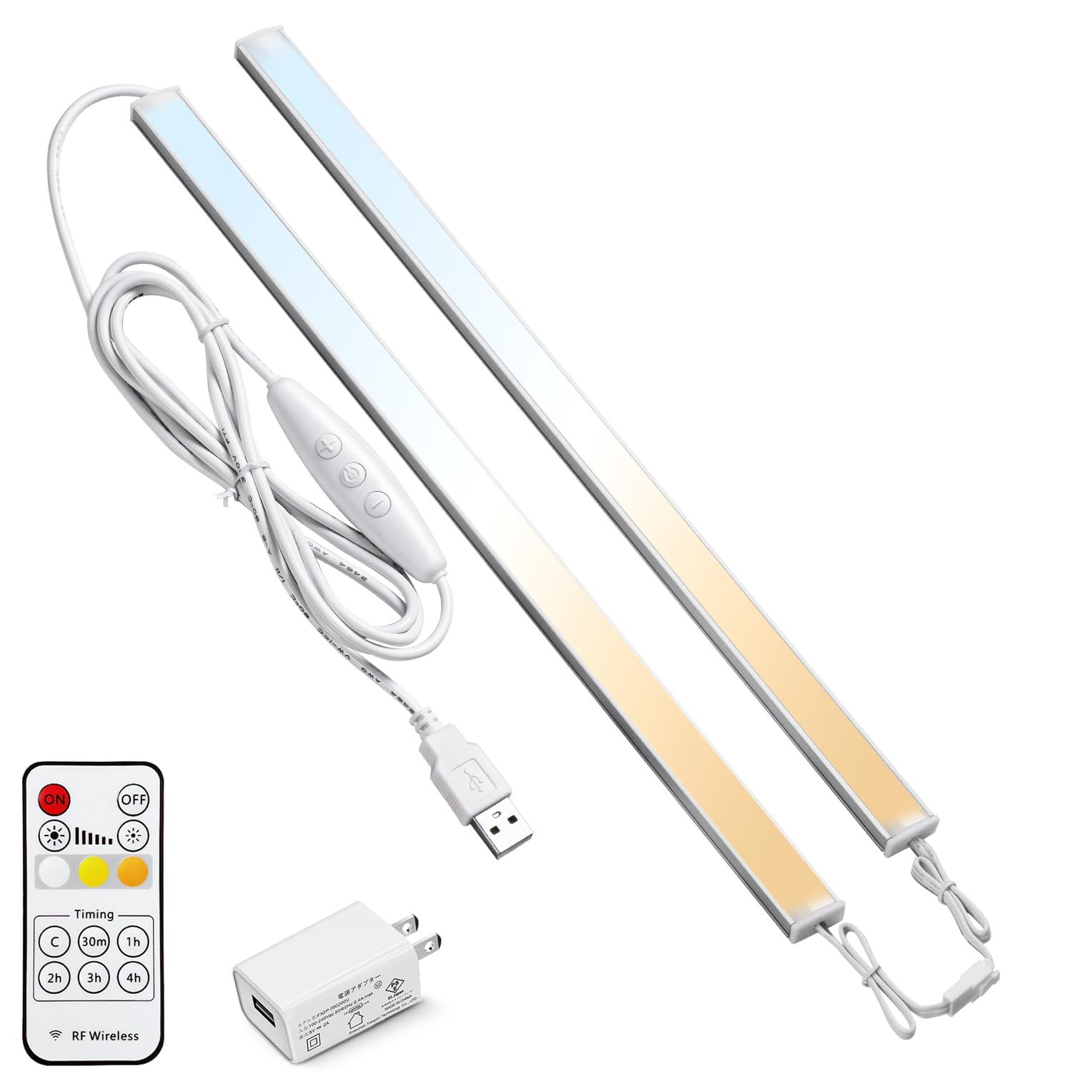 led バーライト 35cm リモコン USB マグネット 調光 調色 スイッチ付き 連結可能 明るい 目に優しい 省エネ タイマー機能 電球色/昼白色/昼光色(usb電源付き) 国内発送 d2ebf80e