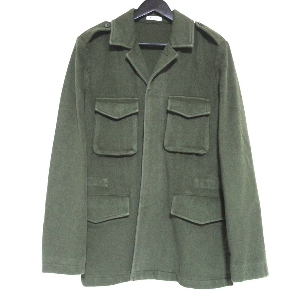 美品 BOGLIOLI ボリオリ カシミヤ ミリタリージャケット サイズ44 グリーン メンズ 古着 中古 USED