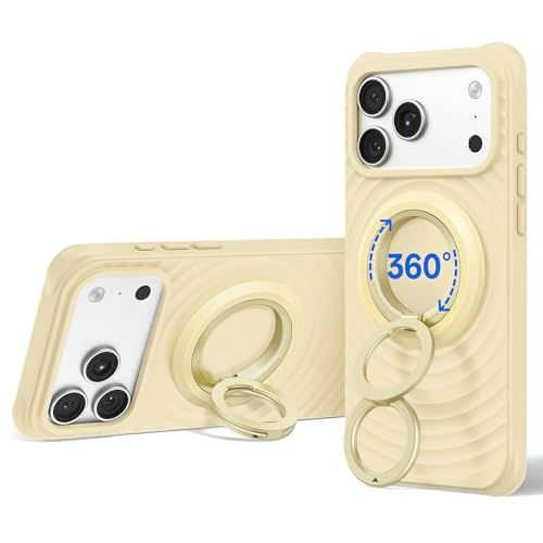 SYNCWIRE MagSafe用スマホリング - 360°回転 マグセーフ リング 両面マグネット バンカーリング 携帯リング 超強力磁気 横/縦置き 折りたたみ 角度調整 簡単取り付け? 2枚メタルリング付 iPhone 17 16 15 64226f85