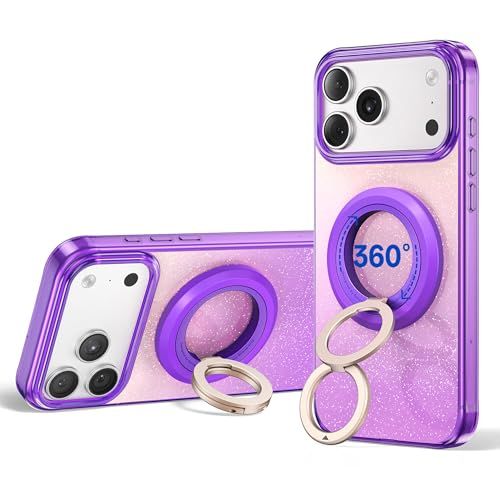SYNCWIRE MagSafe用スマホリング - 360°回転 マグセーフ リング 両面マグネット バンカーリング 携帯リング 超強力磁気 横/縦置き 折りたたみ 角度調整 簡単取り付け? 2枚メタルリング付 iPhone 17 16 15 c820a61b