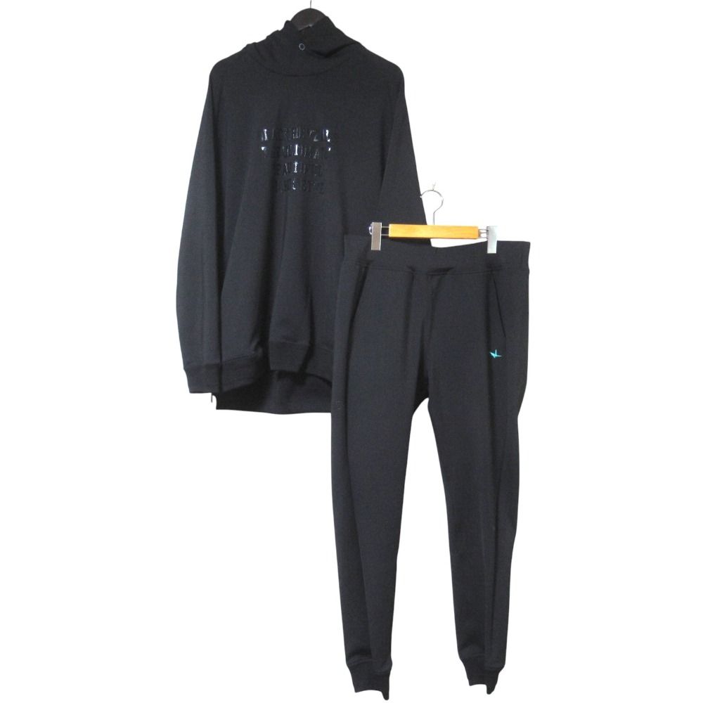 美品 ウノピゥウノウグァーレトレ 113 SPORT THE UNIVERSITY SIDE ZIP PO PARKA & RIB PANTS パーカー+パンツ セットアップ 6 黒 メンズ 古着 中古 USED