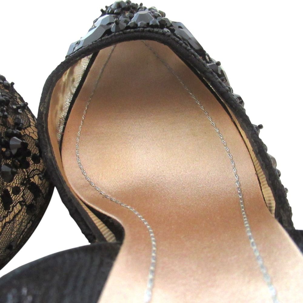 美品 Rene Caovilla レネカオヴィラ ビジュー装飾 レース ポインテッド