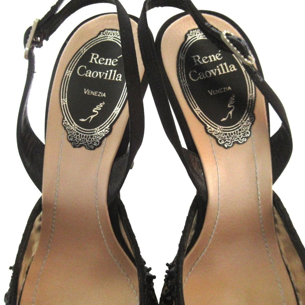 美品 Rene Caovilla レネカオヴィラ ビジュー装飾 レース ポインテッド