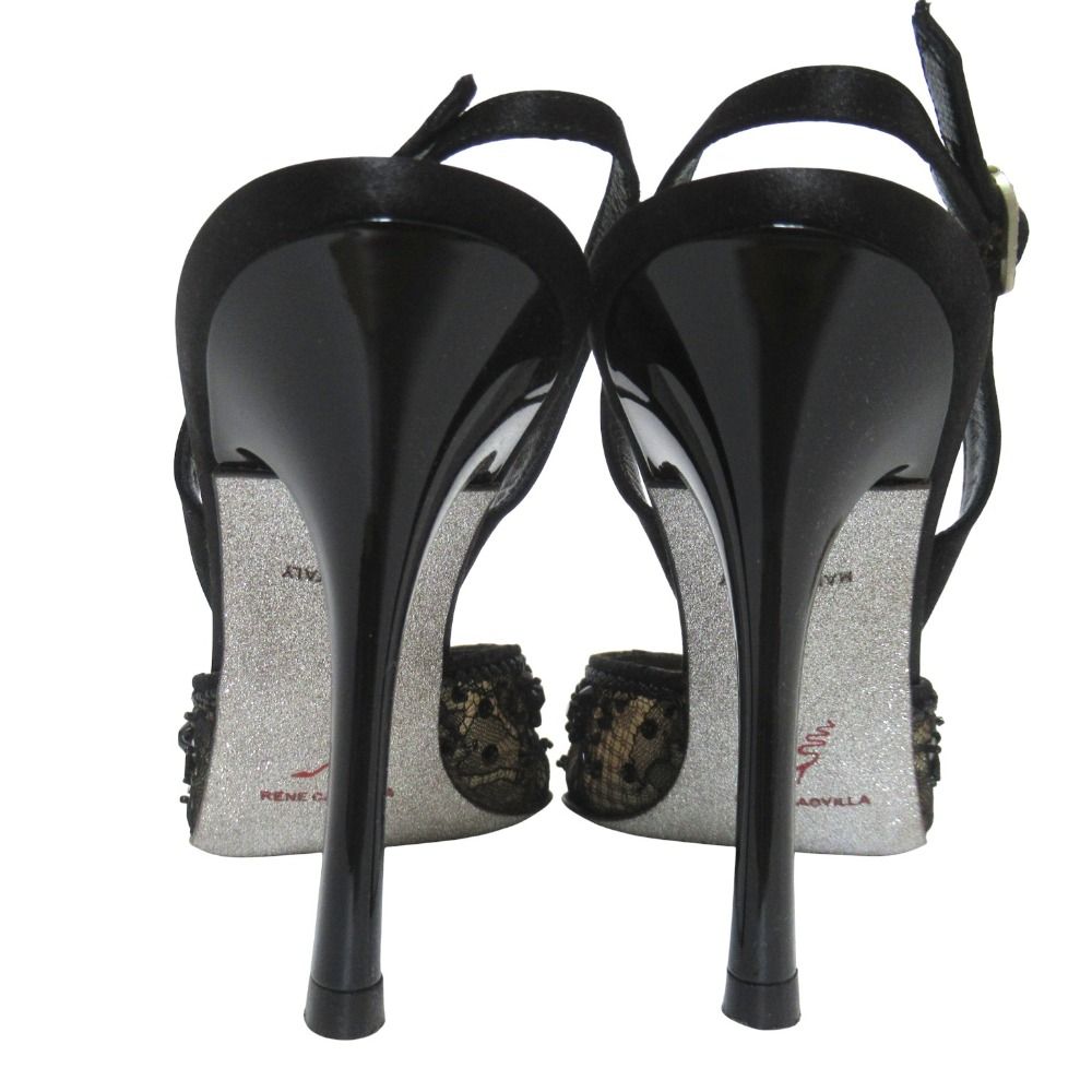 rene caovilla レネカオヴィラ ハイヒール 美品 Rene Caovilla レネカオヴィラ ビジュー装飾 レース ポインテッド