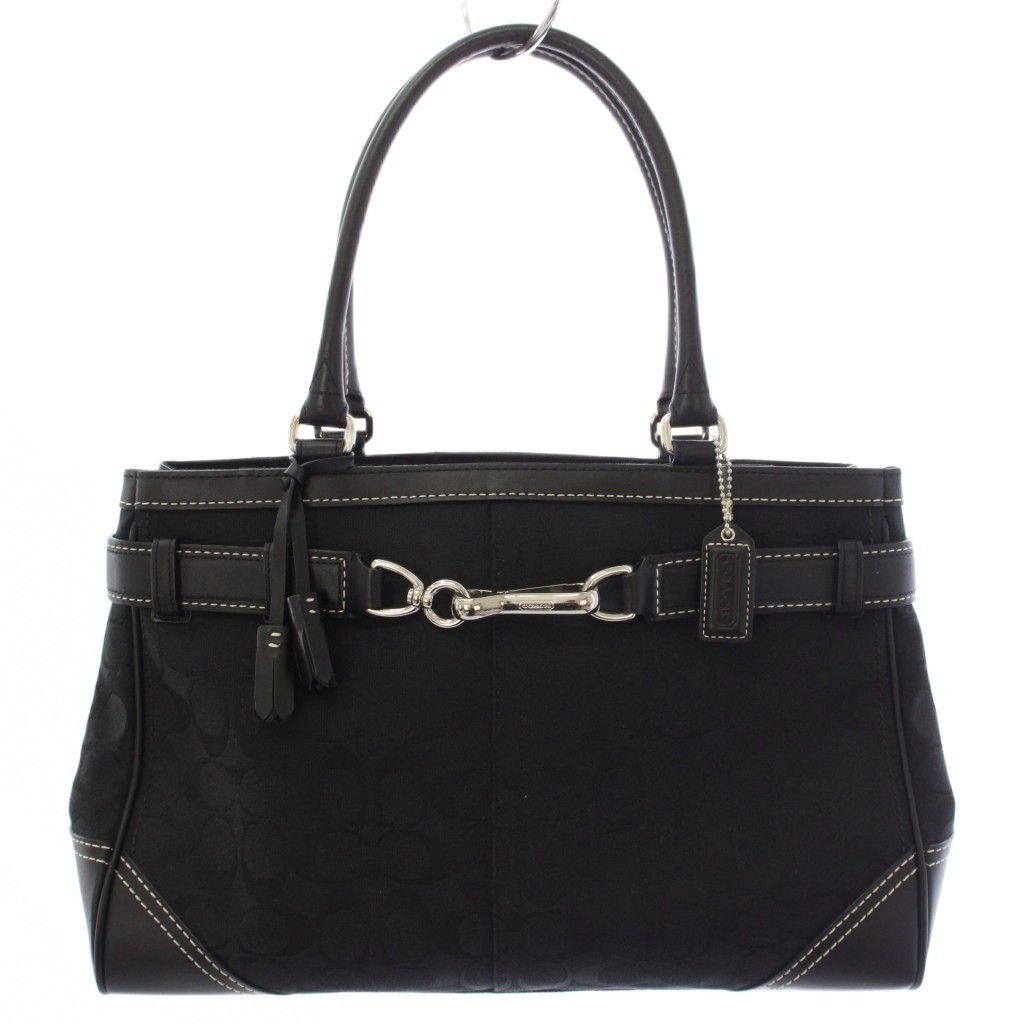 コーチ COACH トートバッグ ハンドバッグ シグネチャー キャンバス 黒 ブラック 8K07 /TK