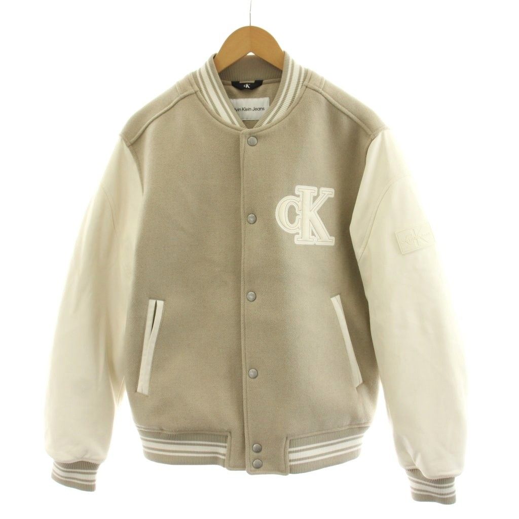 カルバンクラインジーンズ Calvin Klein Jeans バーシティ ボンバージャケット スタジャン ロゴ 切替 S アイボリー ベージュ J324433 /AN71