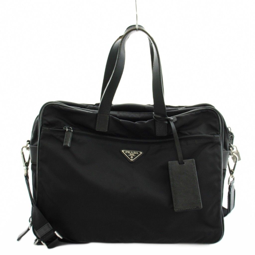 プラダ PRADA 三角プレート トライアングルロゴ ビジネスバッグ ブリーフケース ハンドバッグ ショルダーバッグ 2way レザー ナイロン 黒 ブラック /AN64 ■OH 17,447円