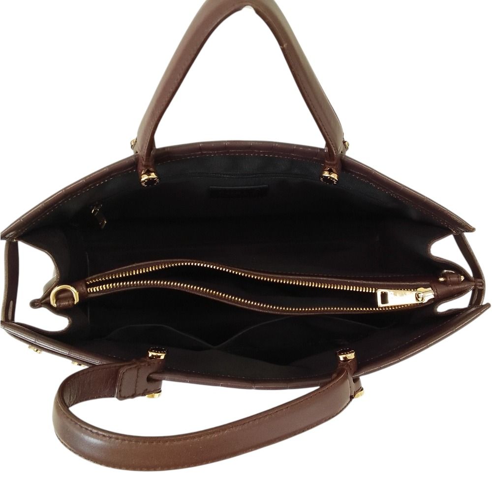 良品 FURLA フルラ Lady レディ クロコ型押しレザー 2way トート 