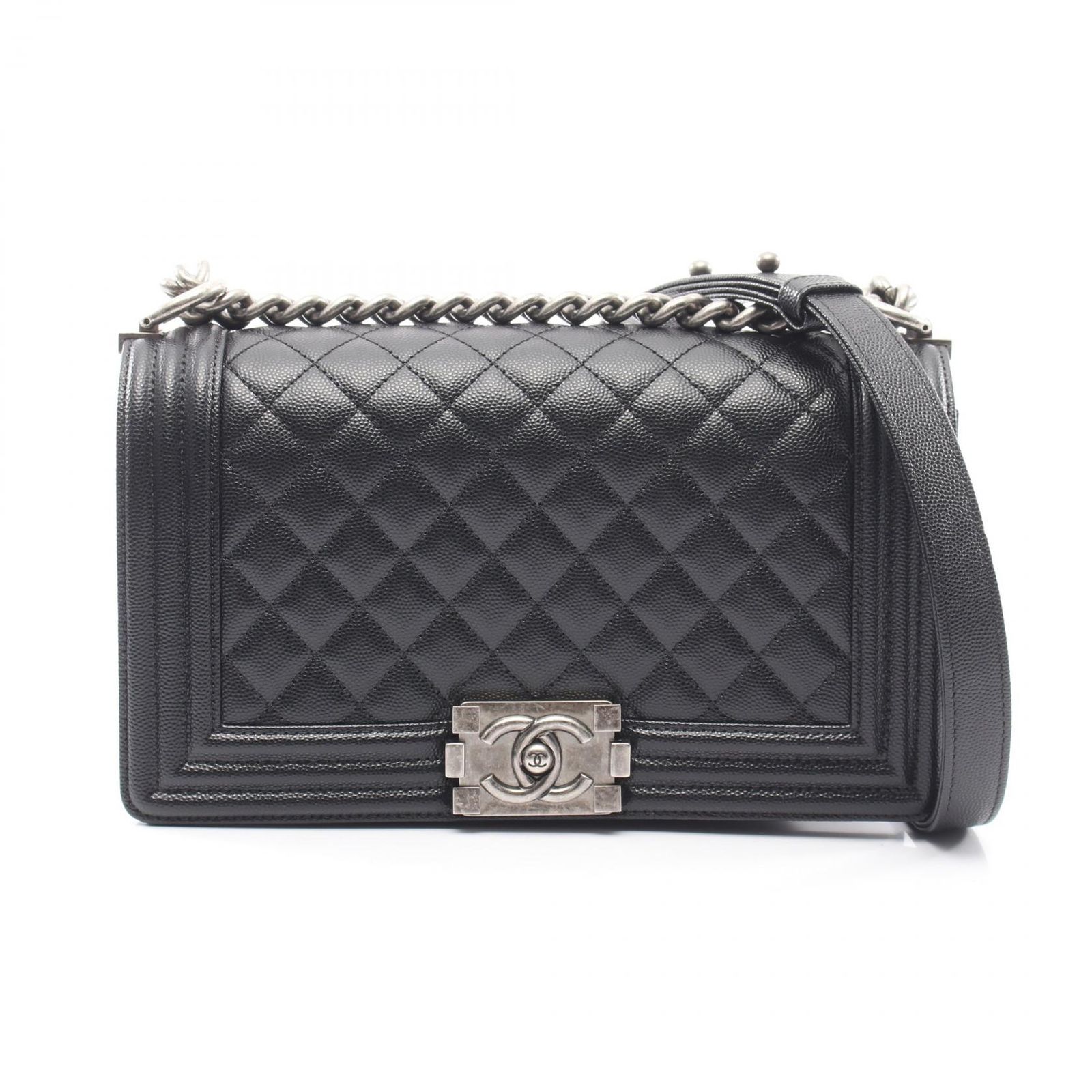 シャネル CHANEL ショルダーバッグ ボーイシャネル マトラッセ A67086 ブラック キャビアスキン(グレインドカーフ) ボーイシャネル チェーンショルダー レディース