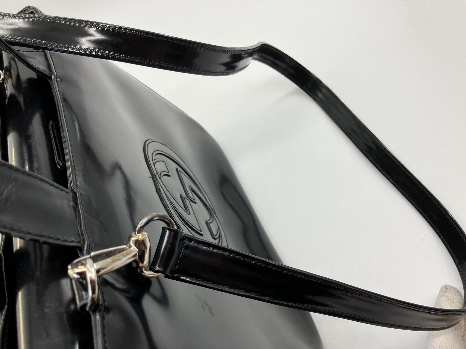 GUCCI グッチ インターロッキングG エナメル 2WAY ショルダーバッグ 
