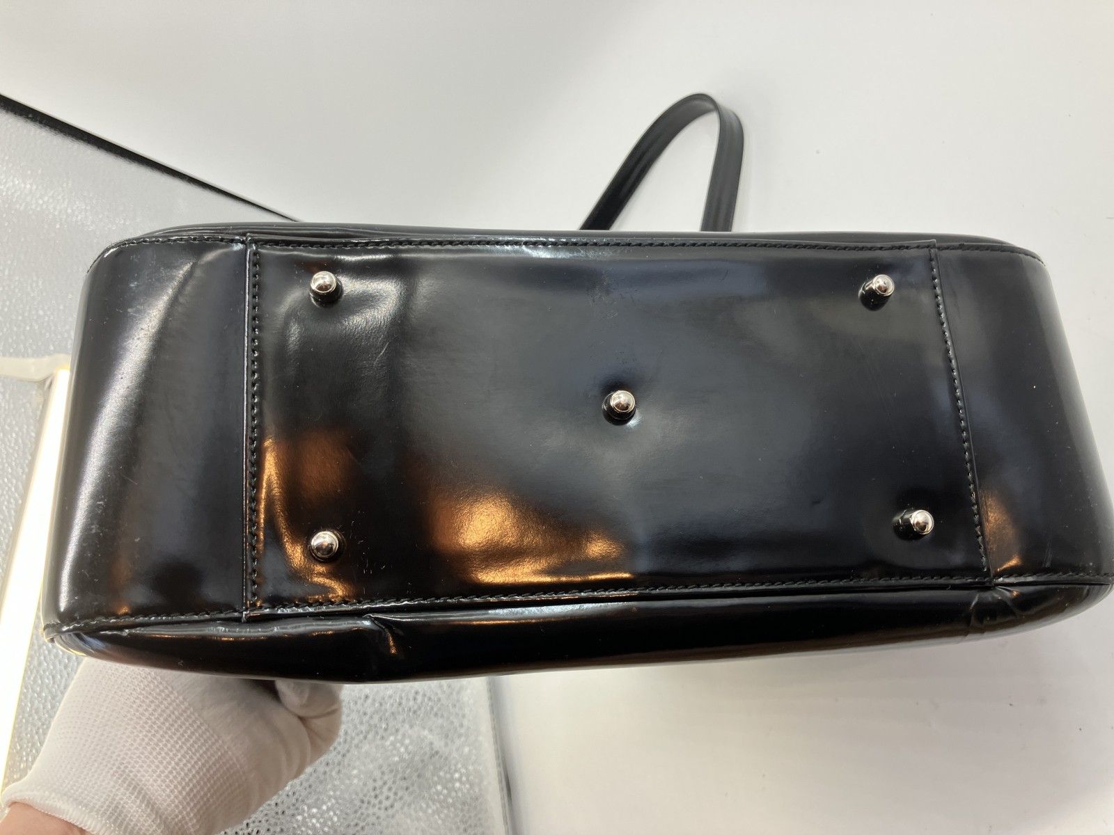GUCCI グッチ インターロッキングG エナメル 2WAY ショルダーバッグ 