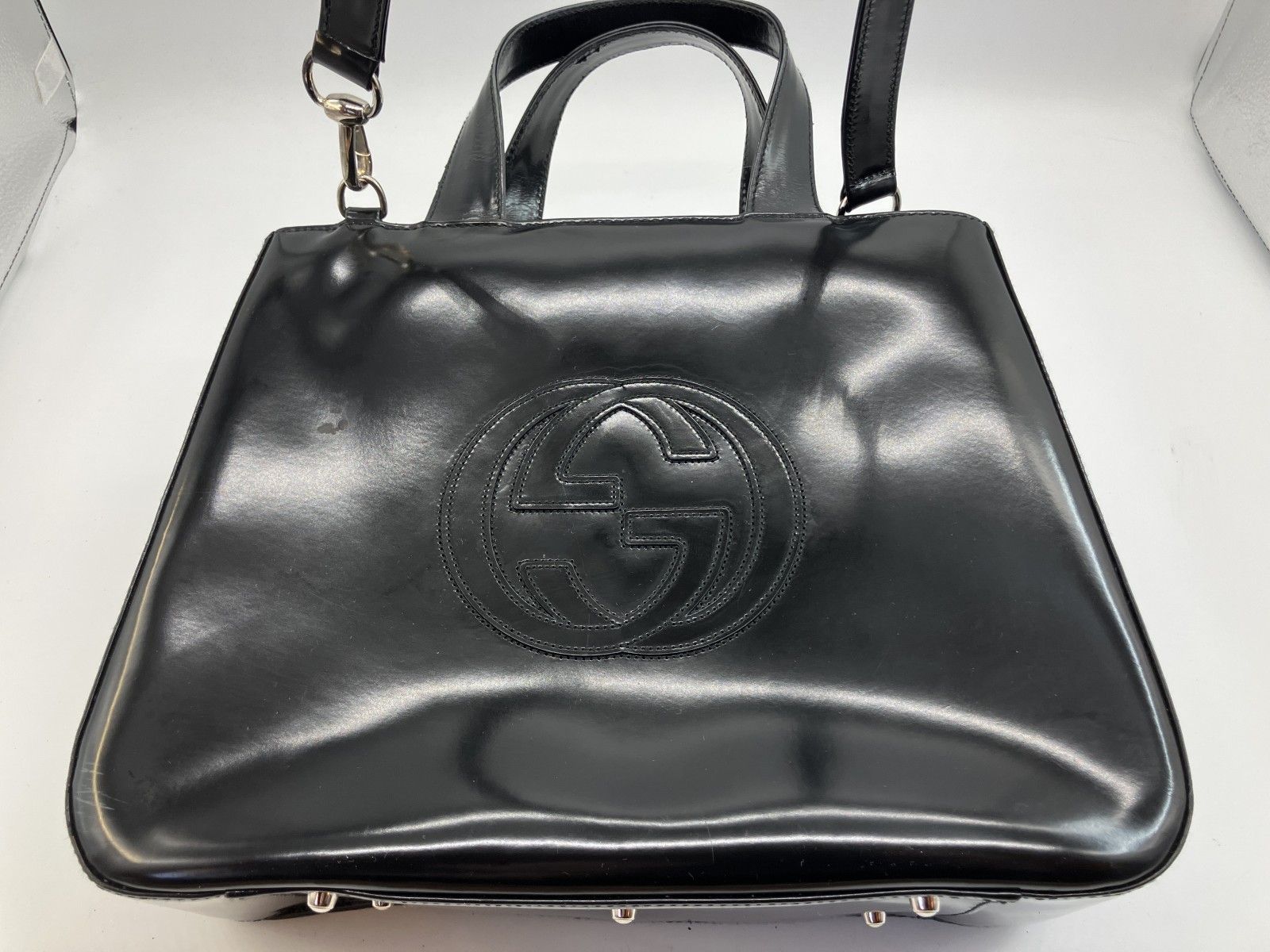 GUCCI グッチ インターロッキングG エナメル 2WAY ショルダーバッグ