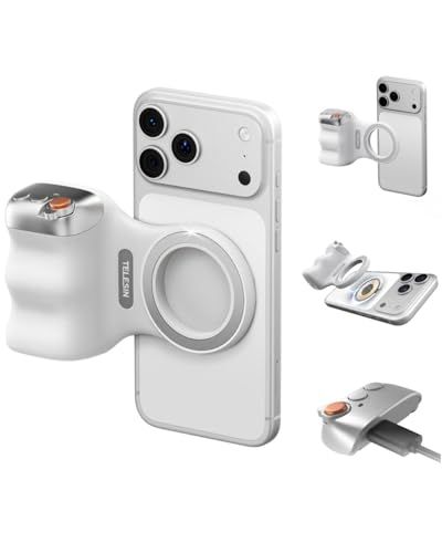 TELESIN マグネット スマホ カメラグリップ iPhone カメラグリップ 自撮りグリップ 撮影用 iPhoneグリップ ズーム機能 フロ・リアレンズ切替 両面磁石 マグセーフ グリップ ワイヤレスシャッター付き 1/4