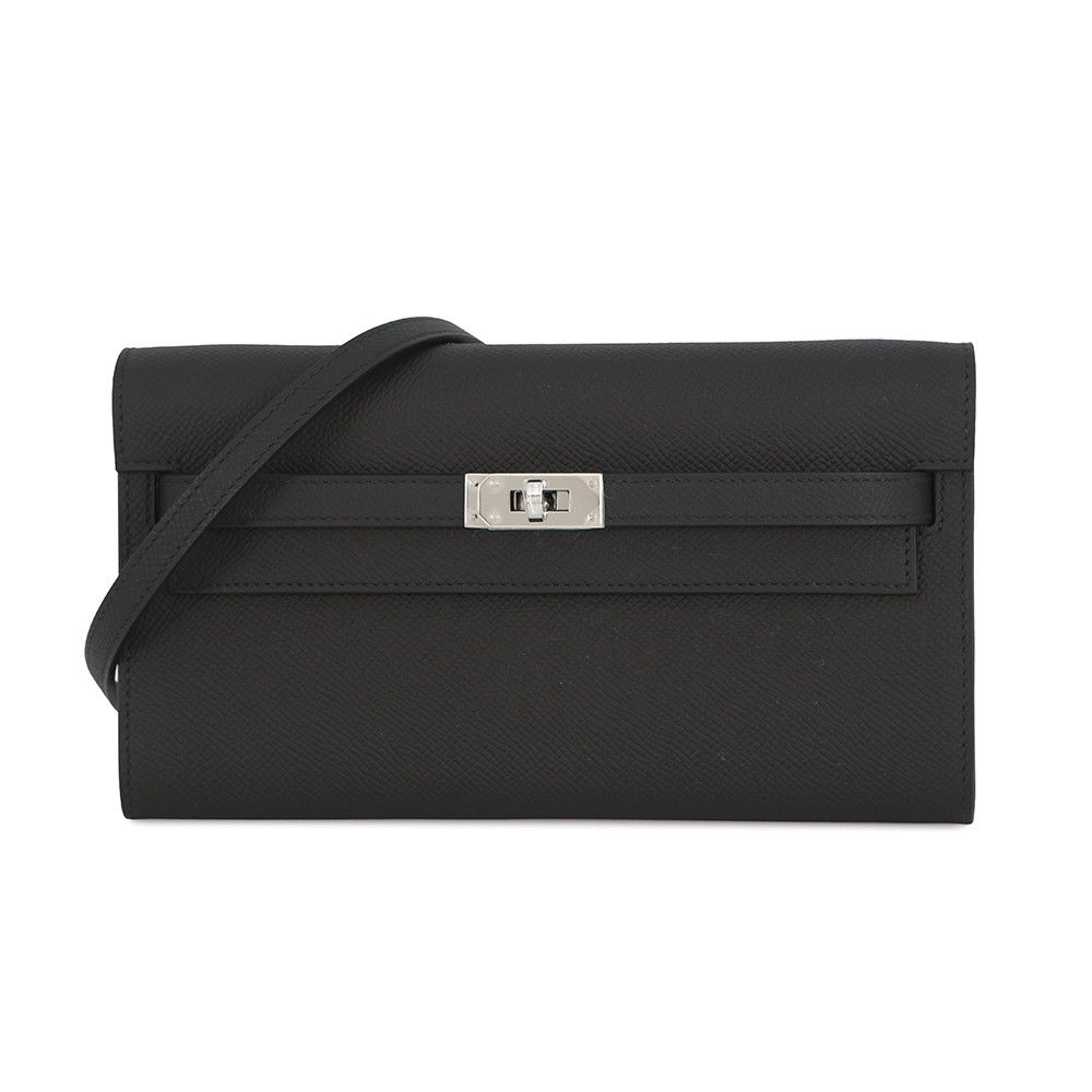 エルメス ケリーウォレット ロング トゥーゴー ブラック/シルバー金具 エプソン G刻印 財布 黒