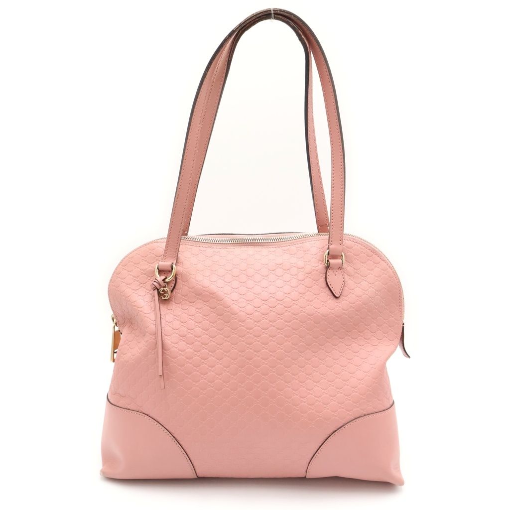 GUCCI (グッチ) GGキャンパス ハンドバッグ ピンク レザー 449243