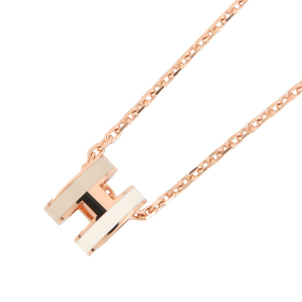 エルメス ネックレス ミニ・ポップアッシュ ロカバール ホワイト/マロングラッセ/ピンクゴールド金具 HERMES アクセサリー