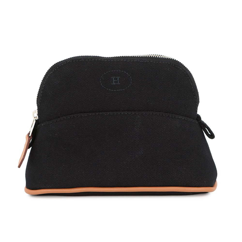 エルメス ポーチ ボリードポーチ ミニミニ ブラック/シルバー金具 コットン HERMES 小物入れ 黒