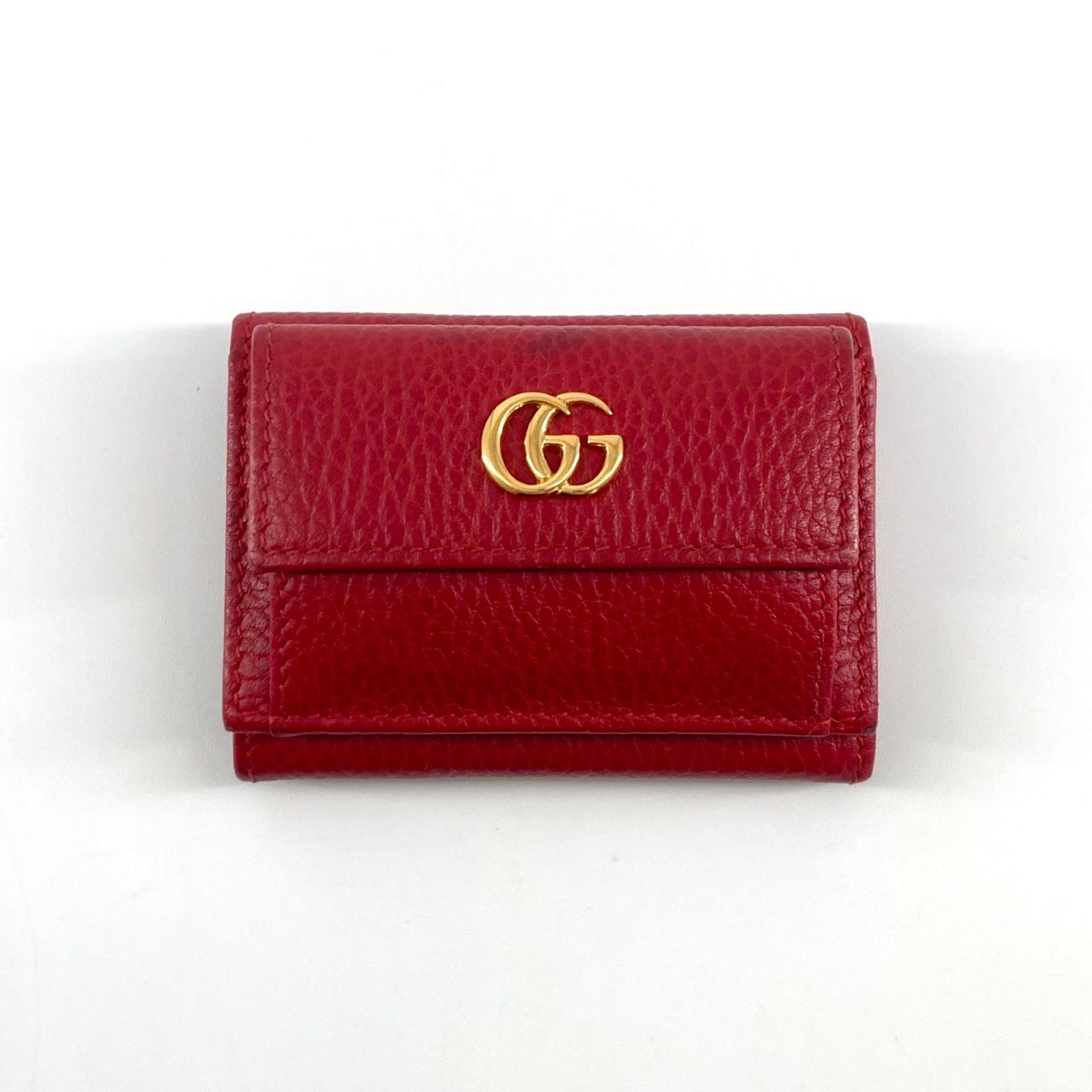 GUCCI（グッチ） プチ マーモント コンパクト 523277 三つ折り財布 レッド