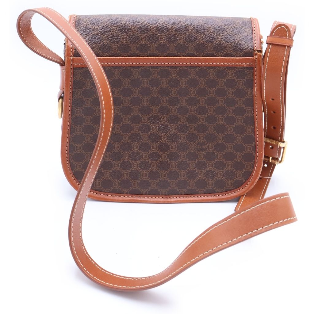 CELINE セリーヌ マカダム柄 Wフラップ ハンドバッグ ゴールド金具 鞄 CELINE (セリーヌ) マカダム柄 フラップ ショルダーバッグ ゴールド