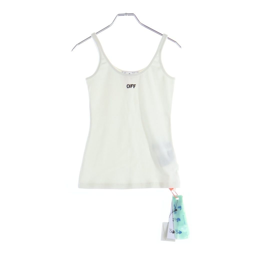 OFF-WHITE (オフホワイト) Off Stamp Ribbed Tank Top フロントプリントタンクトップ ホワイト #38