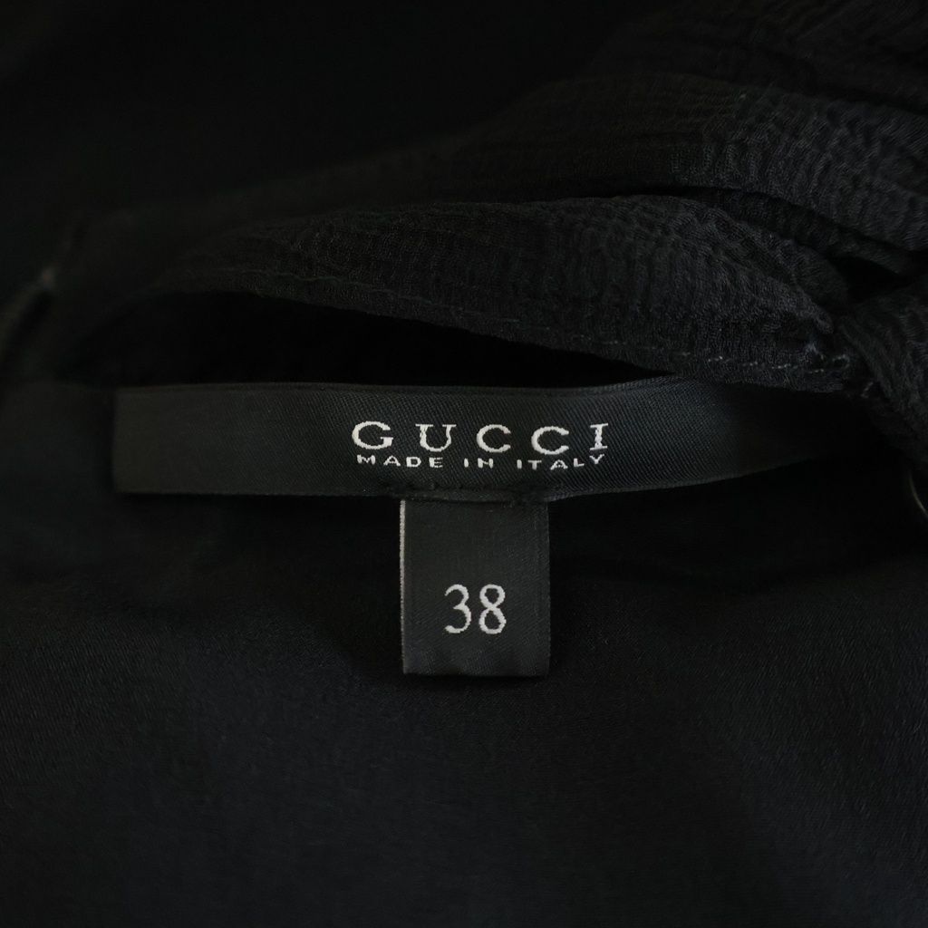 GUCCI (グッチ) リボン レイヤードデザイン 半袖ワンピース ブラック