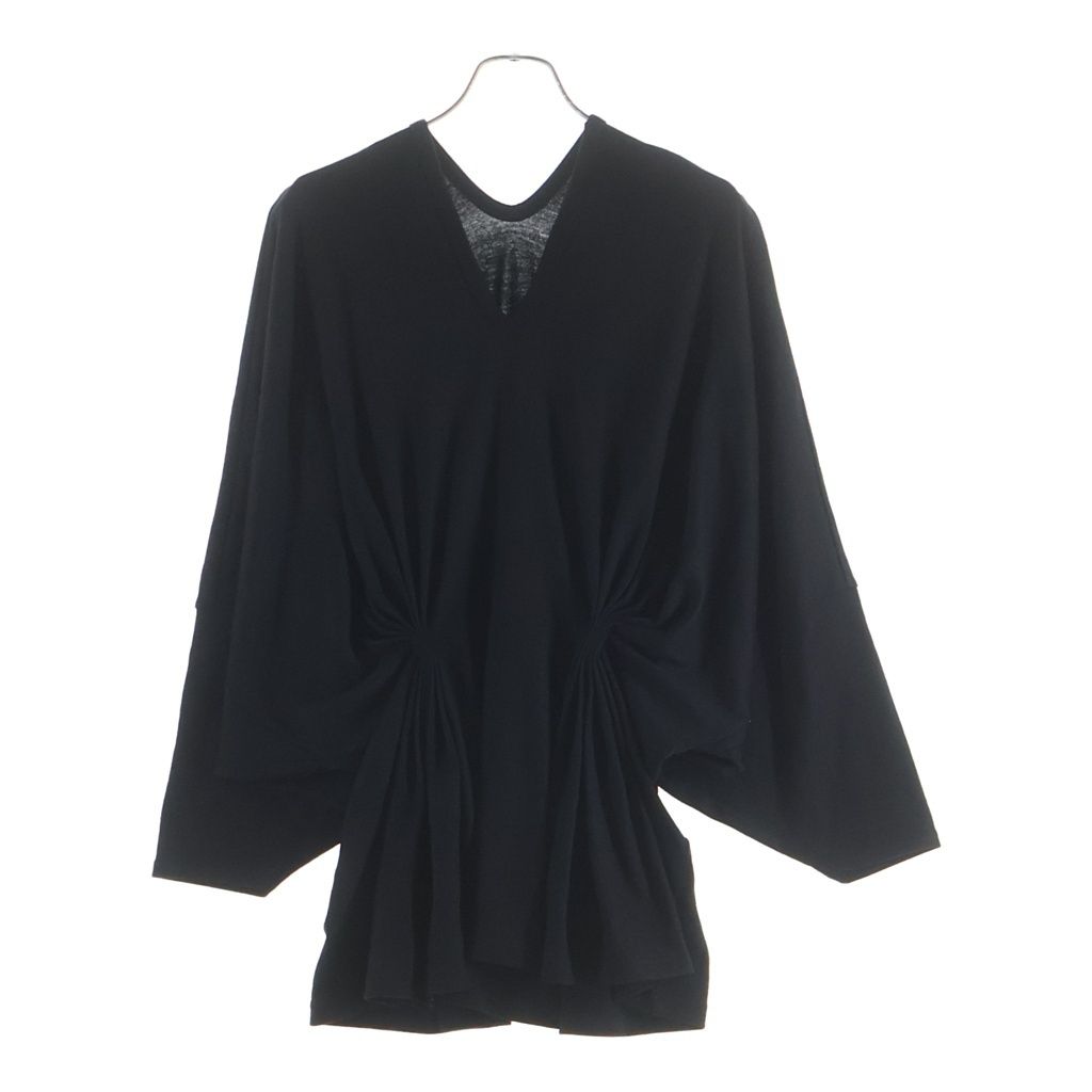LIMI feu (リミフゥ) TUCK V NECK T-SHIRT 半袖Tシャツ カットソー ブラック LO-T25-139