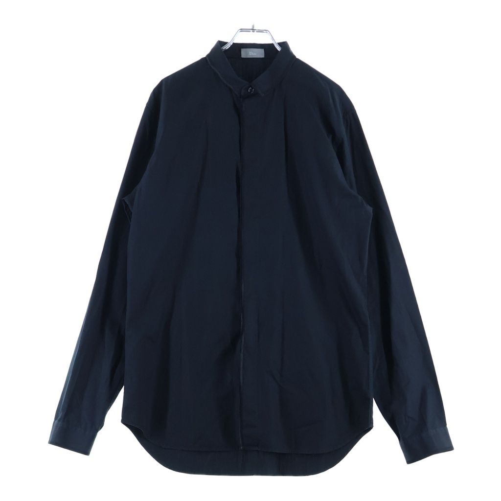 DIOR (ディオール) 比翼ボタン ロックステッチ 長袖シャツ ブラック 123C513A1581