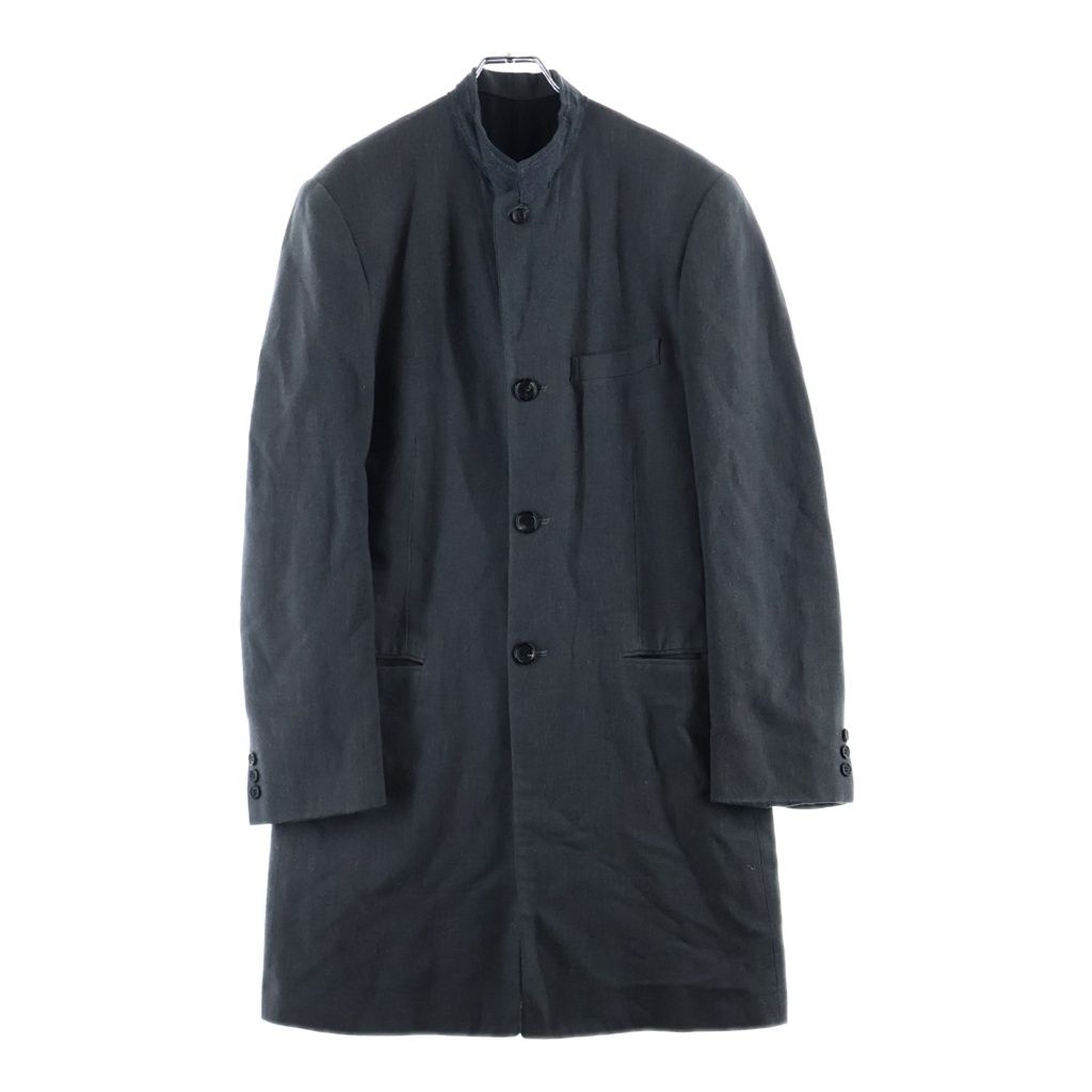 COMME des GARCONS (コムデギャルソン) 95AW レーヨン混 ナローラペル 3B ロング テーラードジャケット チェスターコート グレー AD1995 IJ-04018S