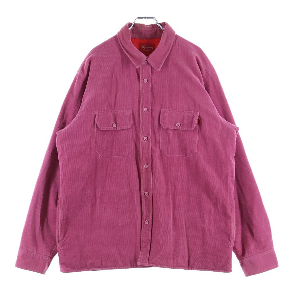SUPREME (シュプリーム) 17AW Corduroy Qualited Shirt コーデュロイ キルテッド 長袖シャツ ピンク