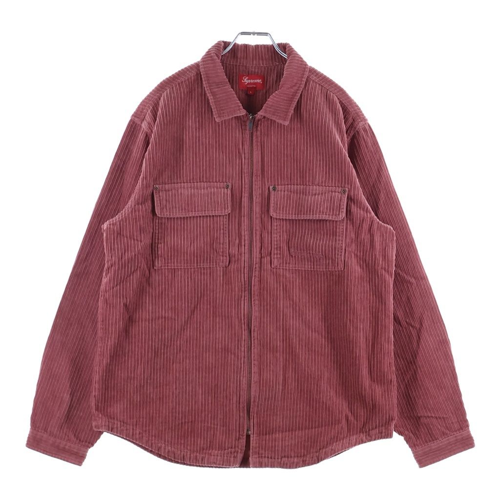SUPREME (シュプリーム) 24SS Washed Corduroy Zip Up Shirt ウォシュド コーデュロイ ジップアップ 長袖シャツ ピンク