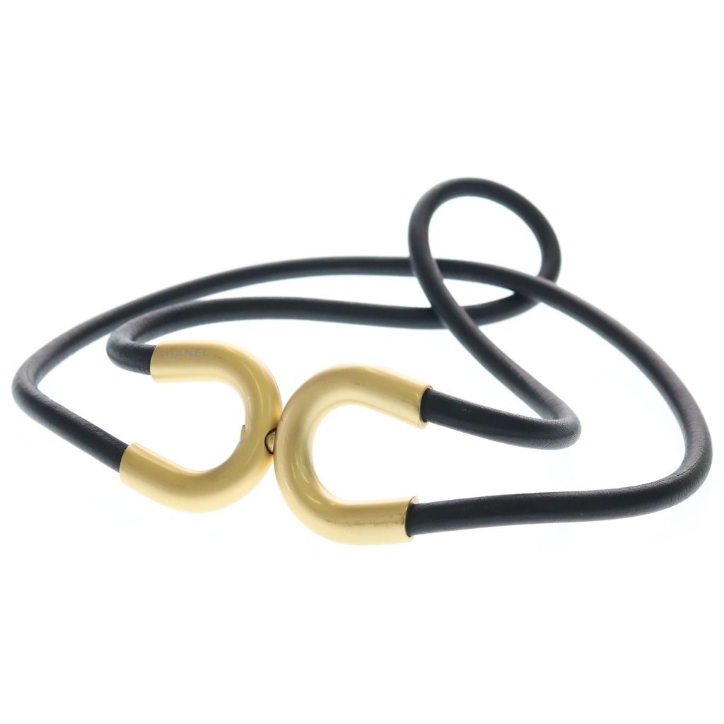 CHANEL (シャネル) ココマーク レザーベルト メッキ ブラック ゴールド金具
