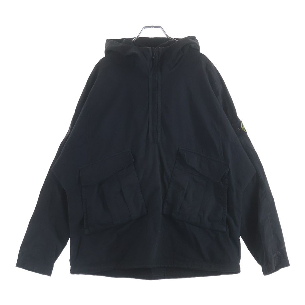 STONE ISLAND (ストーンアイランド) QUARTER ZIP POPOVER HOODED SMOCK ショルダーロゴワッペン クォータージップ プルオーバースモック ブラック 731510510