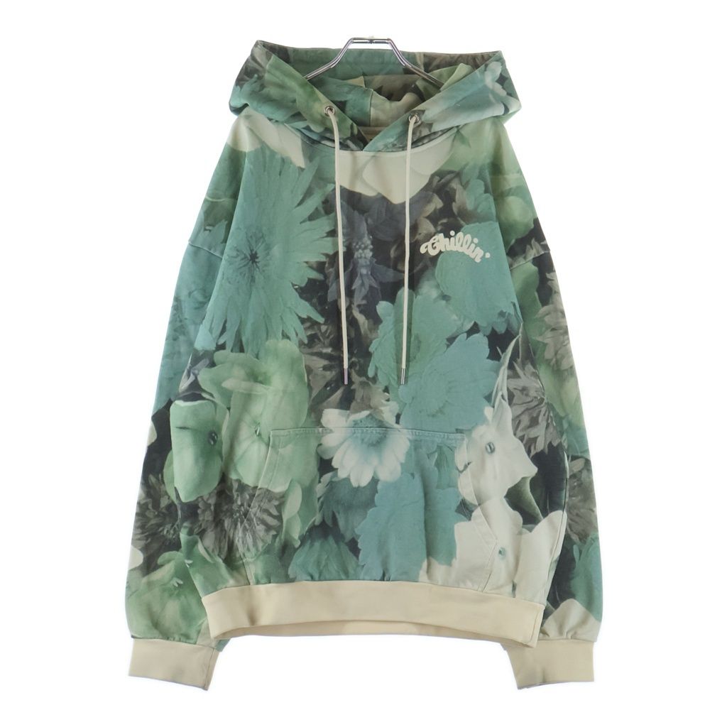Chillin チリン Flower Hoodie フラワー総柄 プルオーバーパーカー グリーン Chillin (チリン) Flower Hoodie フラワー総柄 プルオーバーパーカー