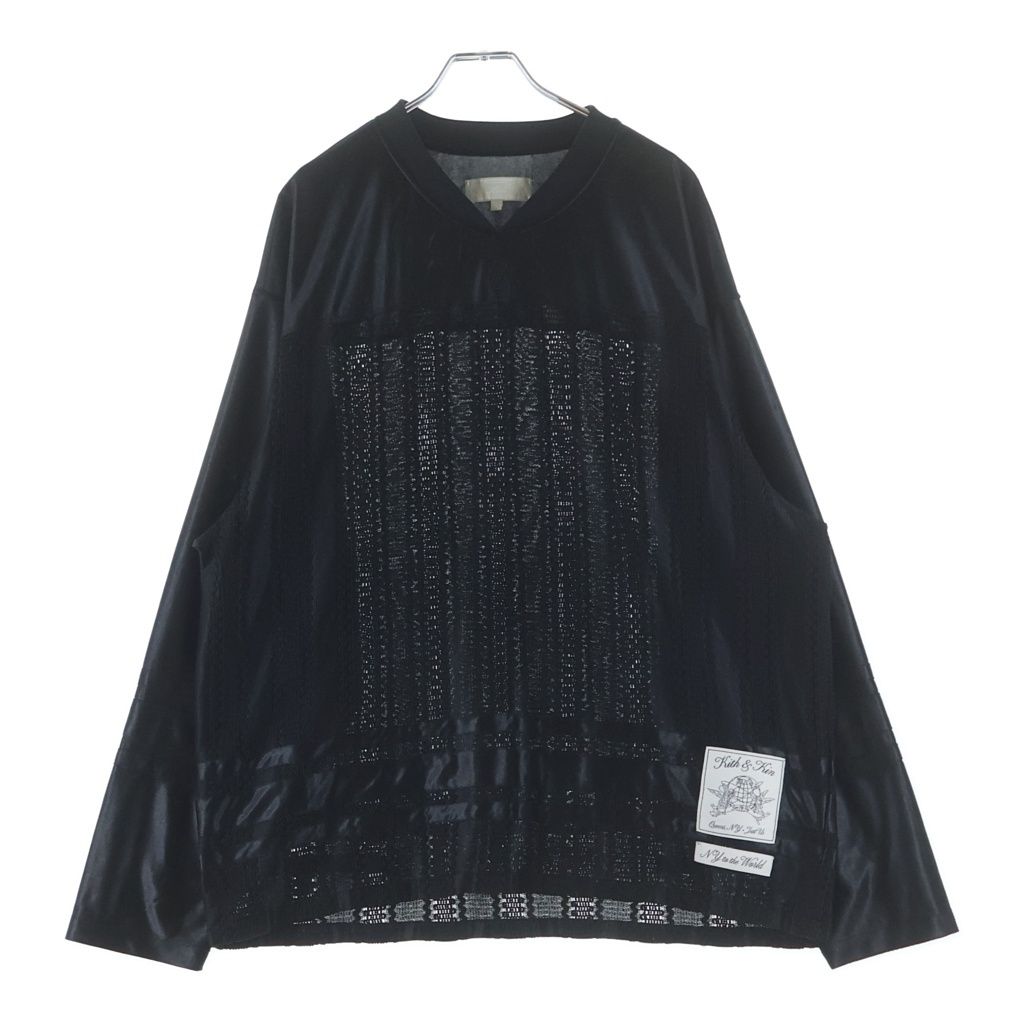 KITH (キス) Mesh Leon Jersey L/S Tee メッシュ ロングスリーブ 長袖Tシャツカットソー ブラック 24-070-060-0020-3-0