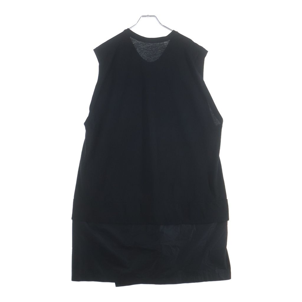送料込 JULIUS 10ss ノースリーブカットソー【ブラック:サイズ1】 JULIUS (ユリウス) 18SS ナイロンドッキング クルーネックノースリーブ