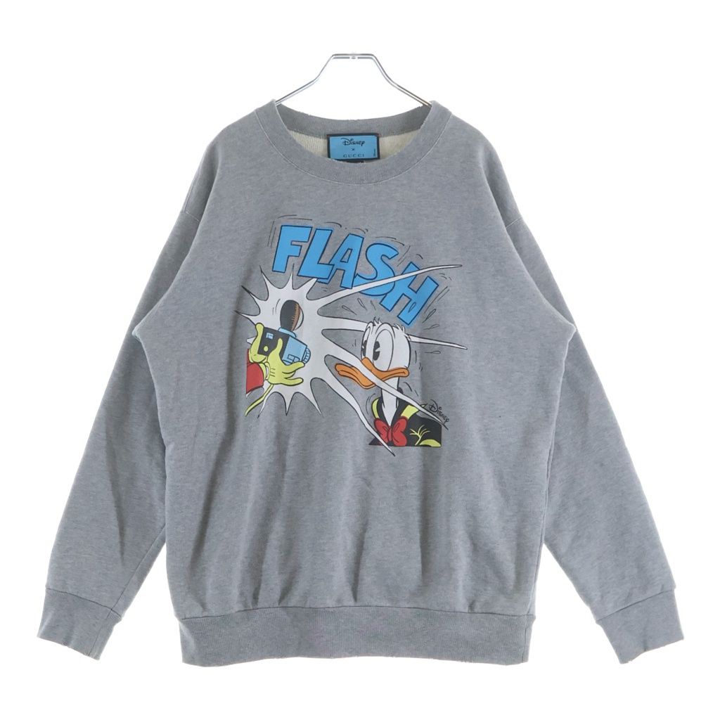 GUCCI (グッチ) ディズニーコラボ フロントプリントクルーネックスウェット トレーナー グレー #S 623245