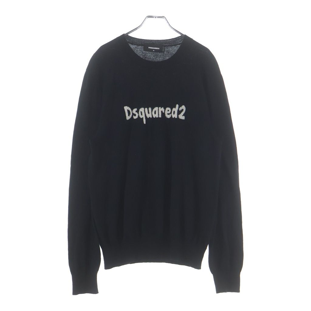 DSQUARED2 (ディースクエアード) CARTOON PULLOVER センターロゴ 長袖ニット S71HA1173 ブラック