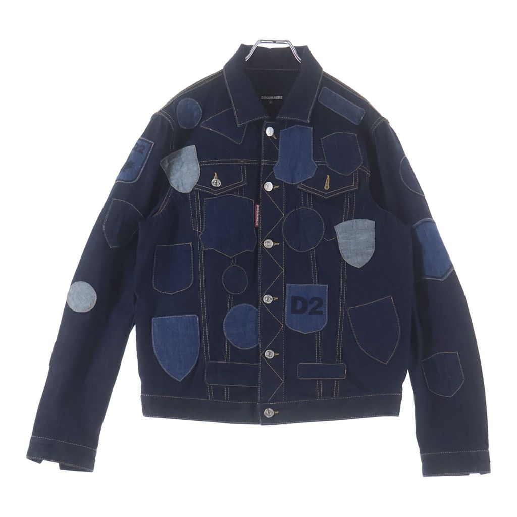 DSQUARED2 (ディースクエアード) パッチワークデニムジャケット インディゴブルー #48