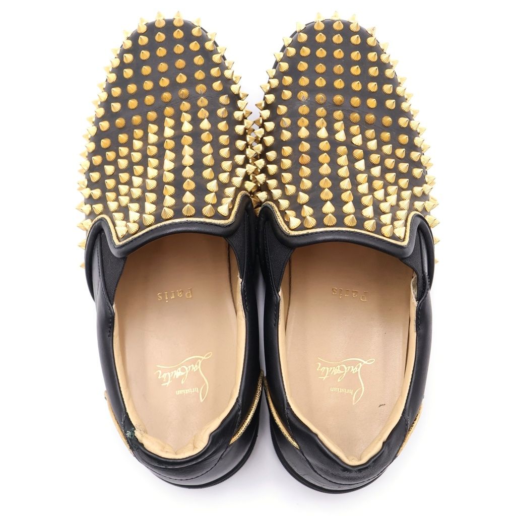 ルブタン　36.5サイズ　ブラック　ゴールドスタッツ CHRISTIAN LOUBOUTIN (クリスチャンルブタン) ゴールドスタッズ レザー