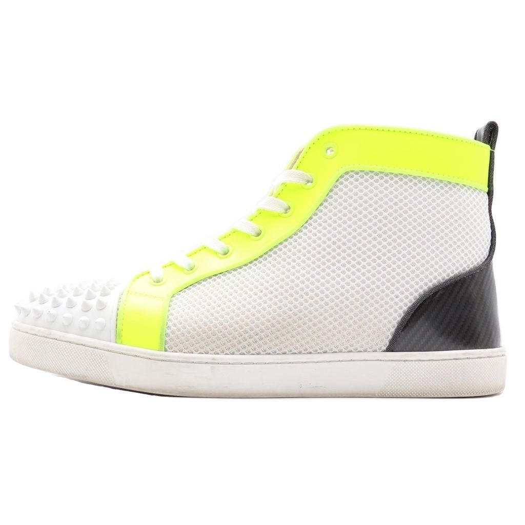 CHRISTIAN LOUBOUTIN (クリスチャンルブタン) スパイクスタッズ ハイカットスニーカー ホワイト/ネオン 42.5