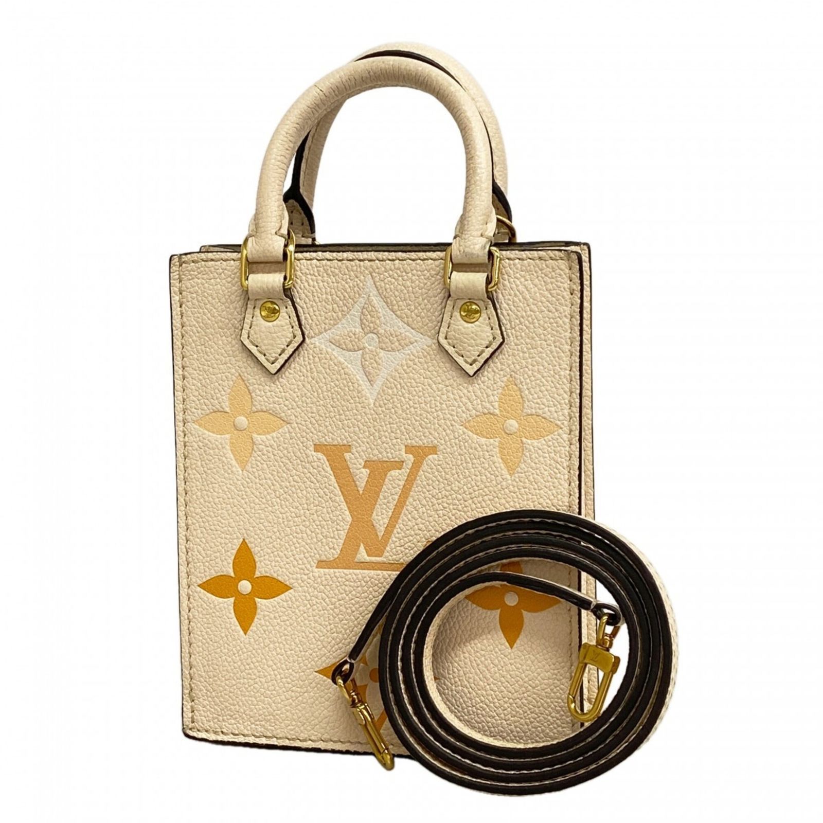 ルイ・ヴィトン(Louis Vuitton) ルイ・ヴィトン ハンドバッグ モノグラム・アンプラント バイカラー プティットサックプラ M80449 クレームサフラン 2wayバッグレディース