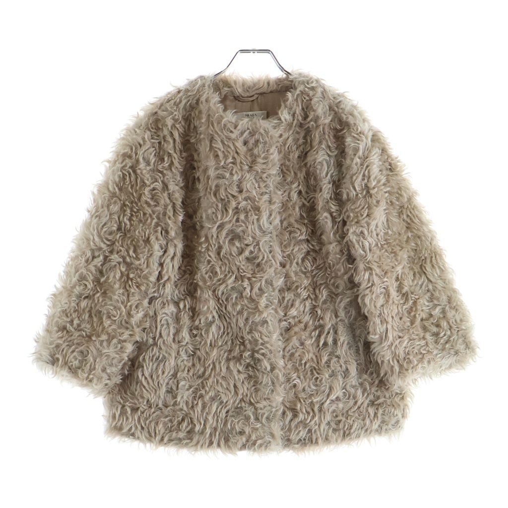 PRADA (プラダ) ノーカラーブルゾン ベージュ ウール×モヘア APD1 2007 3308