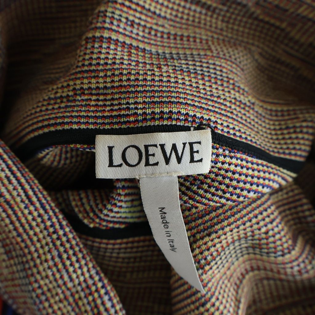 LOEWE (ロエベ) 総柄デザイン レザー切り替え ハイネック ニット