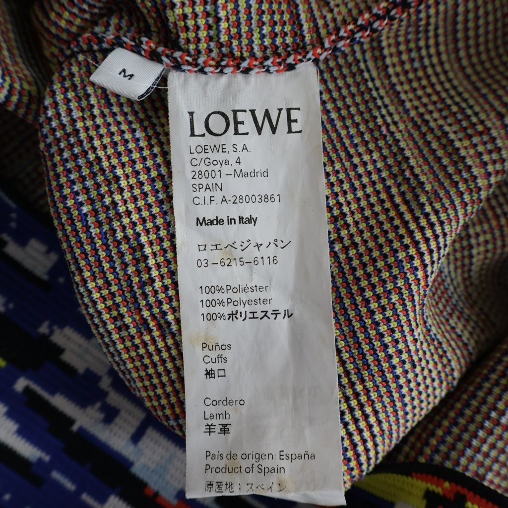 LOEWE (ロエベ) 総柄デザイン レザー切り替え ハイネック ニット