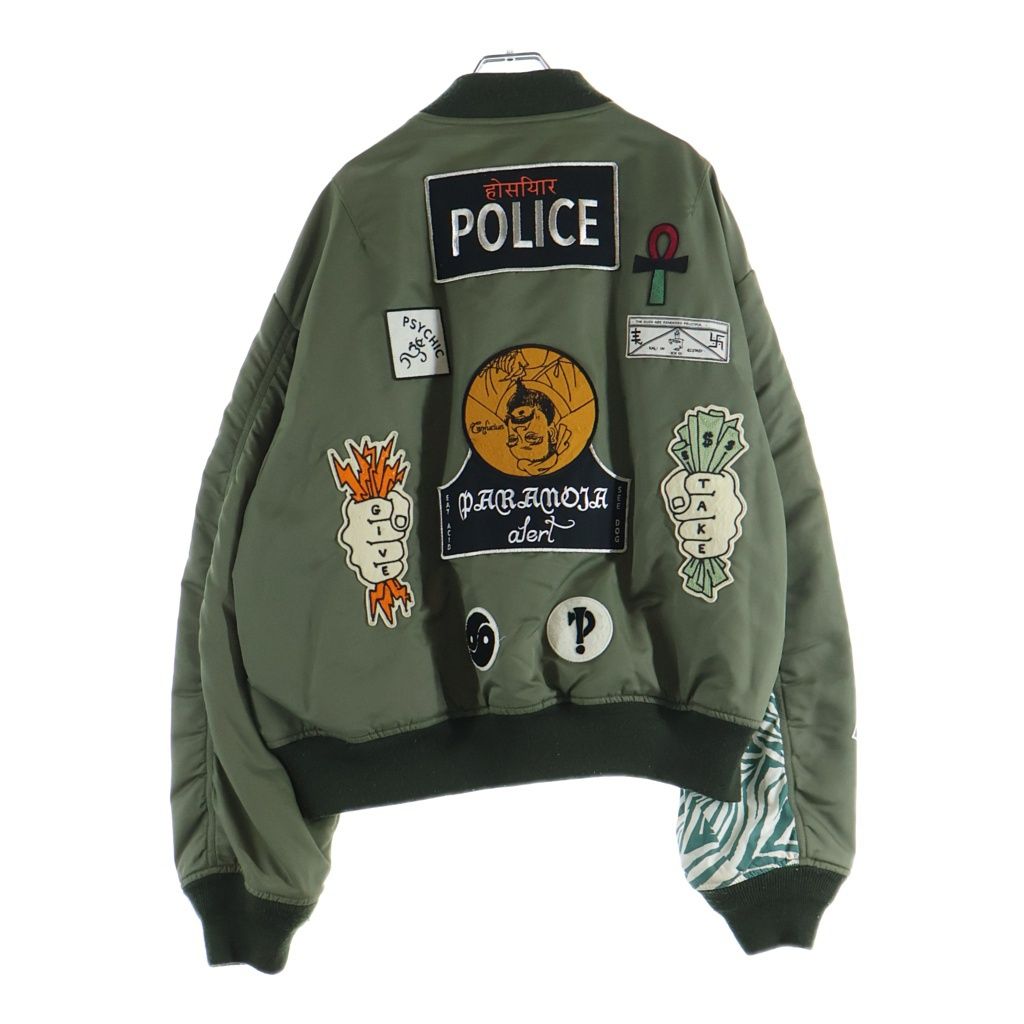 BLACK WEIRDOS (ブラックウィドー) 17AW MA-1 JACKET リバーシブル バックワッペン刺繍 ジップアップフライトジャケット カーキ/グリーン 17AW-JK02