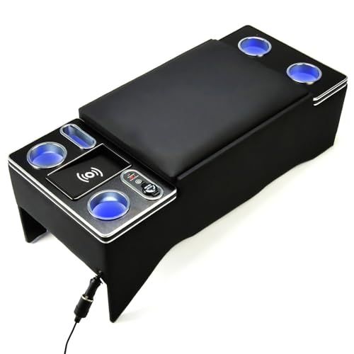 【専用設計】 (トクトヨ)Tokutoyo ワイヤレス充電 200系 ハイエース 専用 コンソールボックス 標準 S-GL 1型~8型 ガソリン ディーゼル 適用 運転席 助手席 アームレスト 肘置き ドリンクホルダー LED付き (沖縄・離島の方発送不可）)