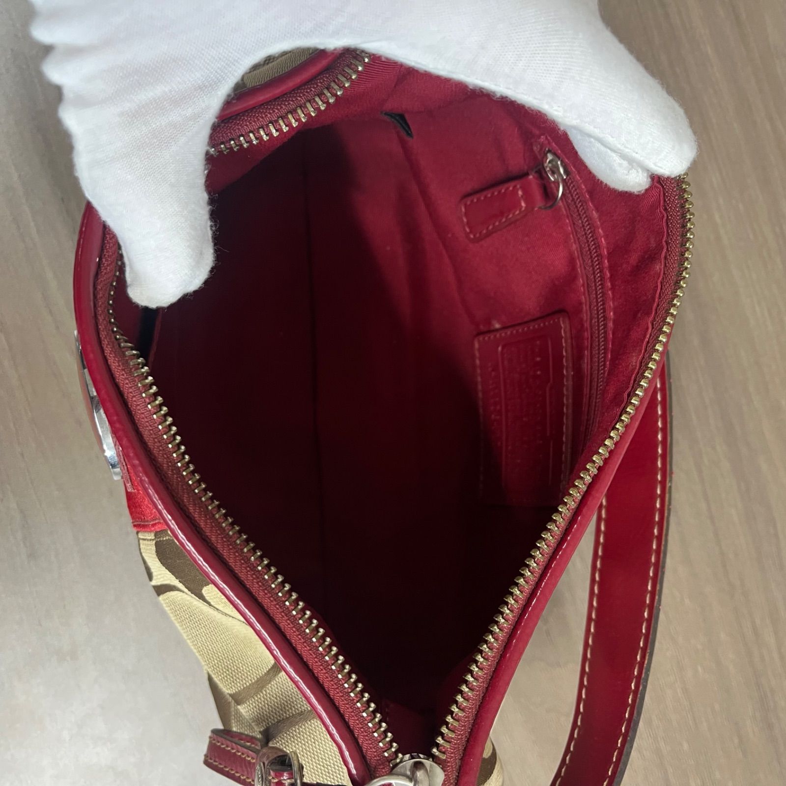 o) COACH コーチ ジグネチャー ストライプ デミ クロス ボディ バッグ