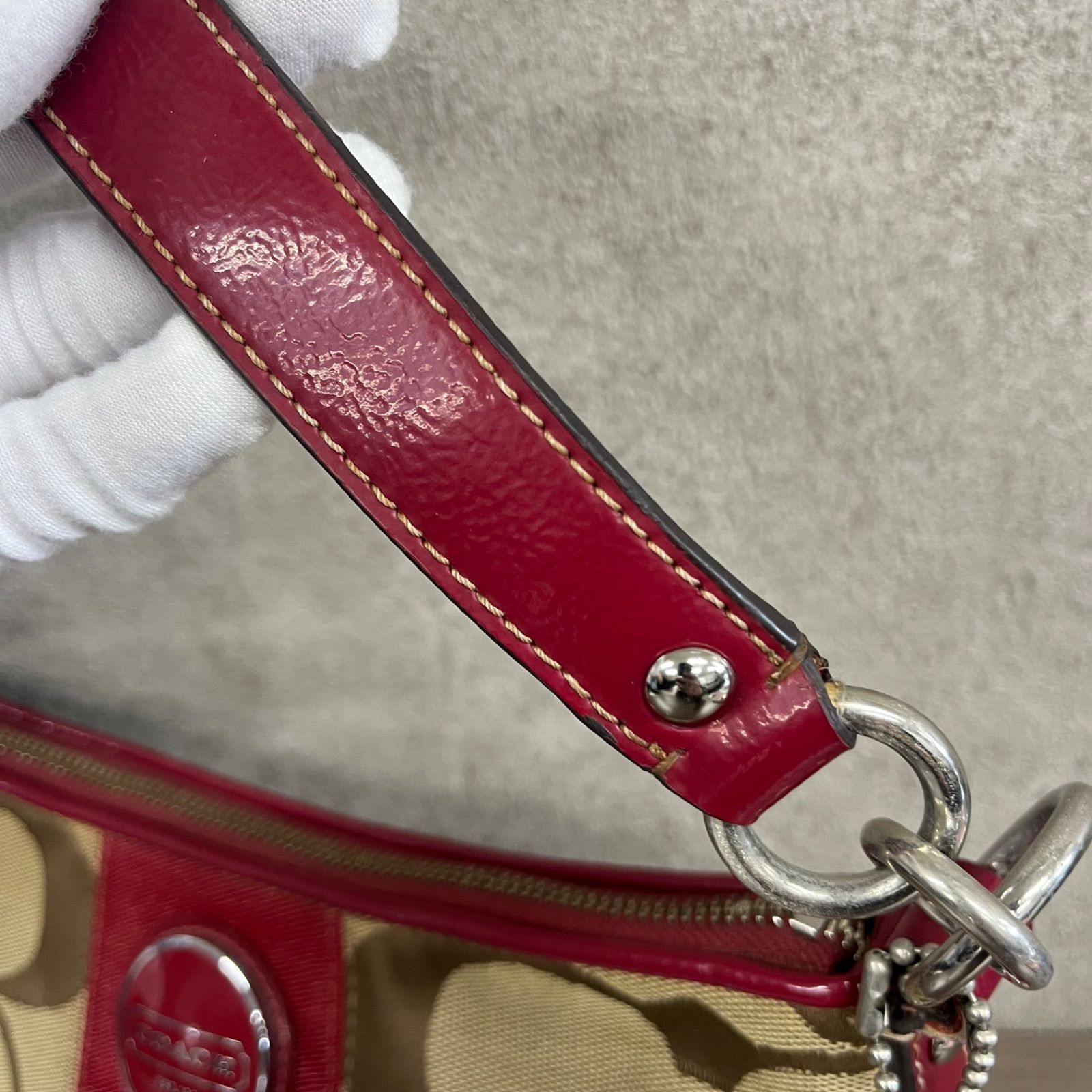 o) COACH コーチ ジグネチャー ストライプ デミ クロス ボディ バッグ