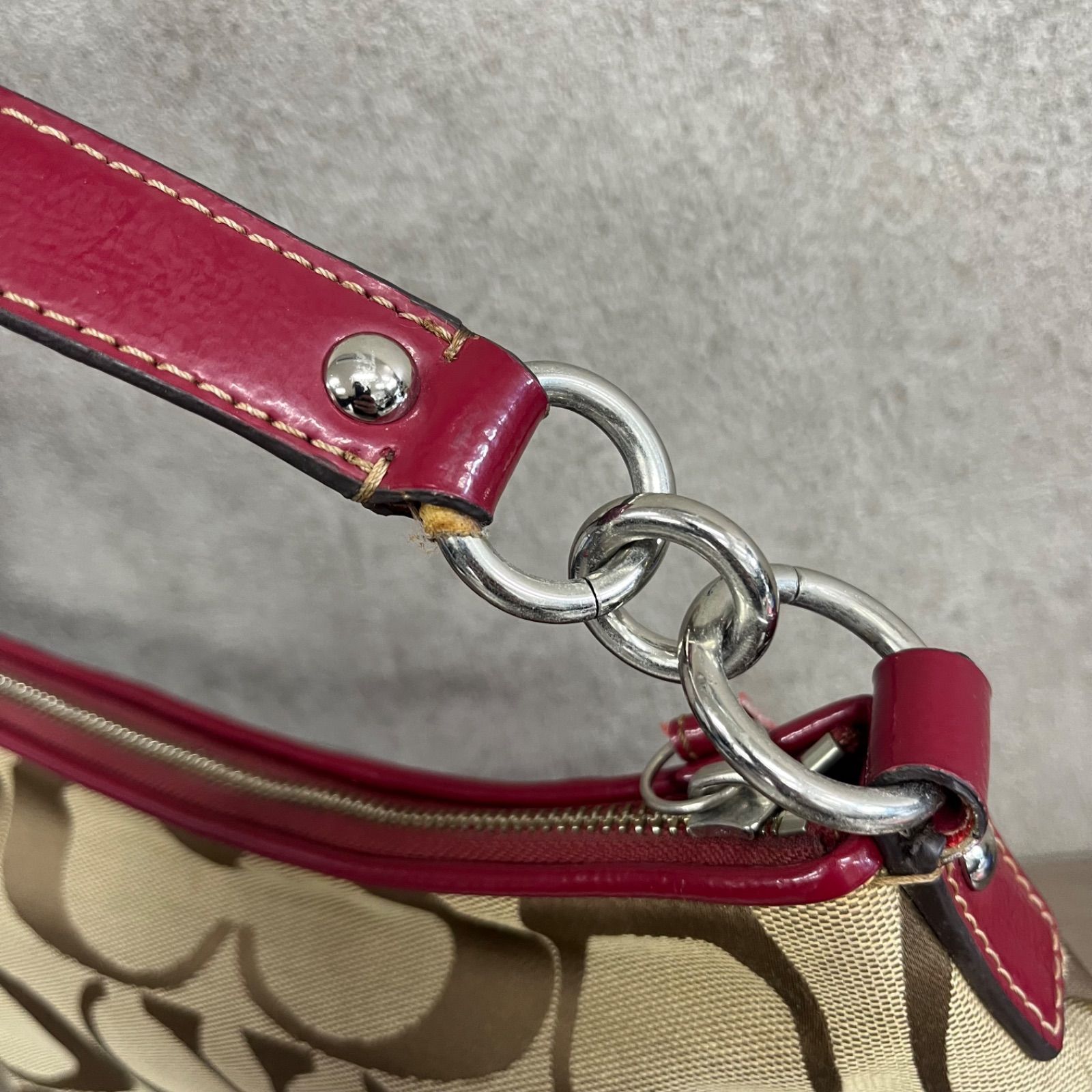 o) COACH コーチ ジグネチャー ストライプ デミ クロス ボディ バッグ